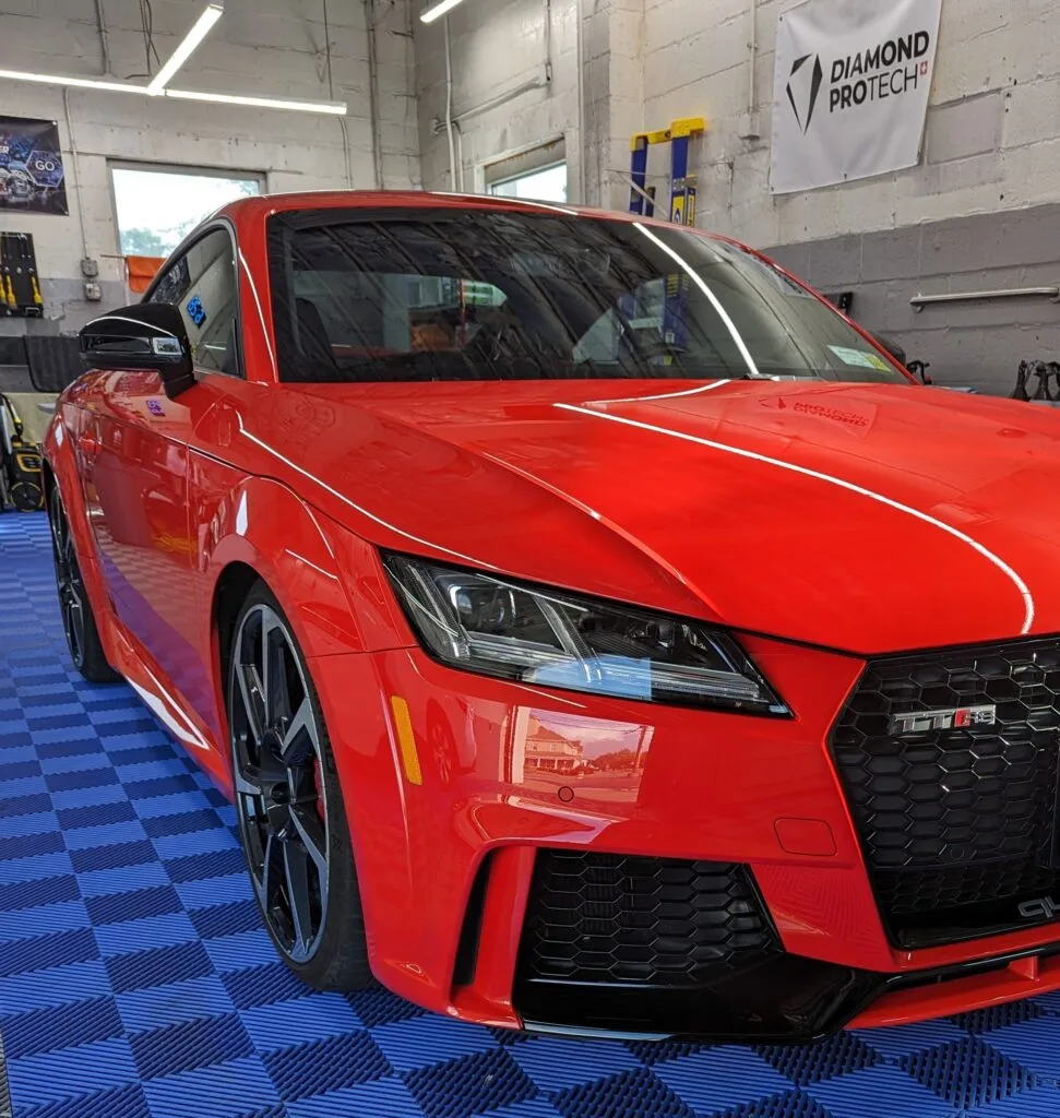 Cropped red car