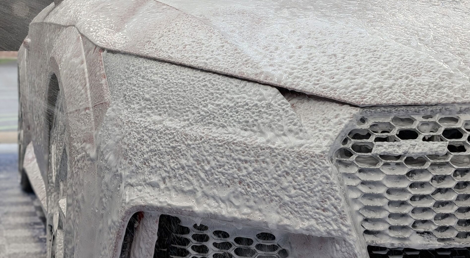 car with foam solution