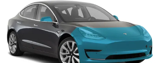 highlight of partial front end of car